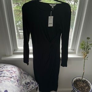 Tilly rib black long sleeve dress